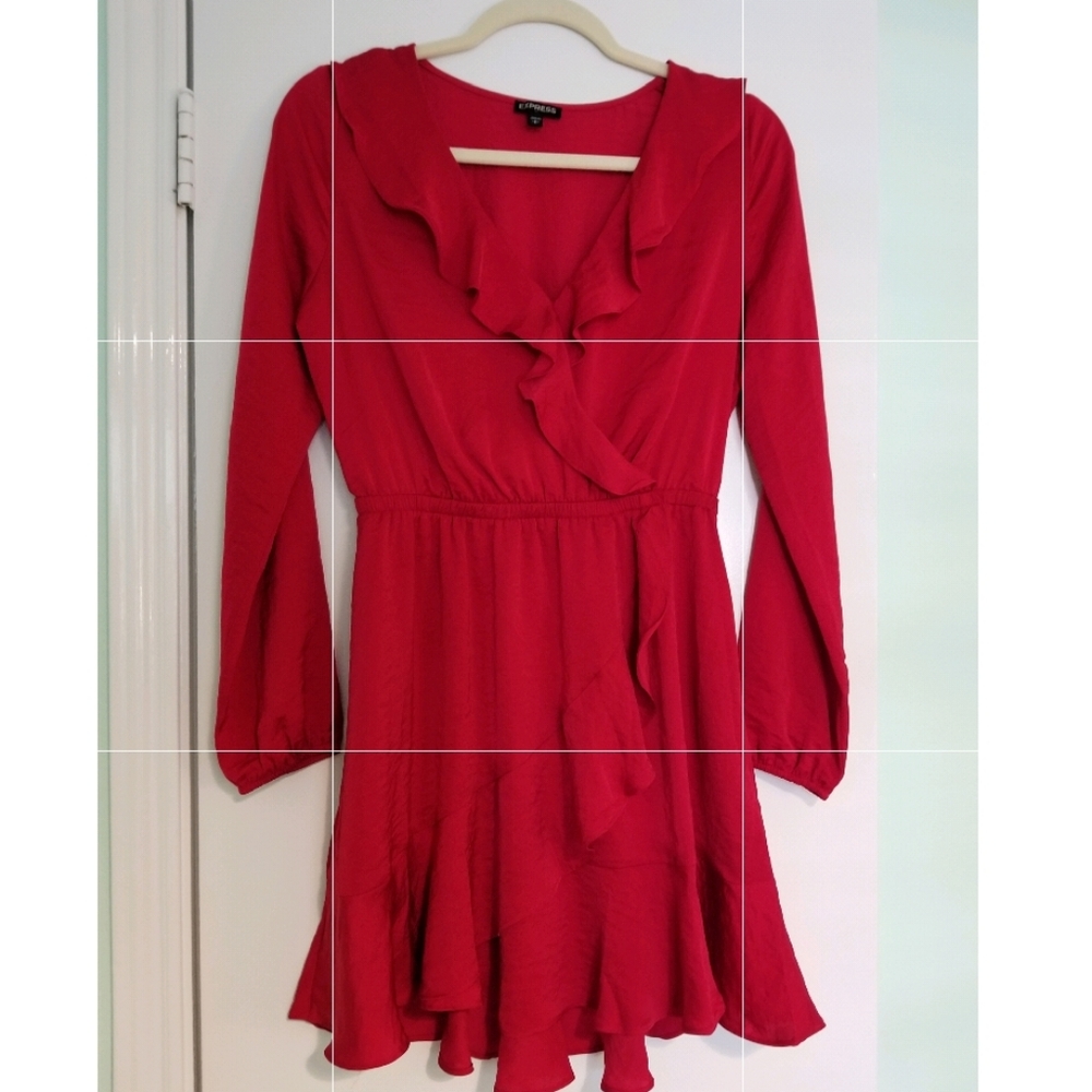 Express satin ruffle dress